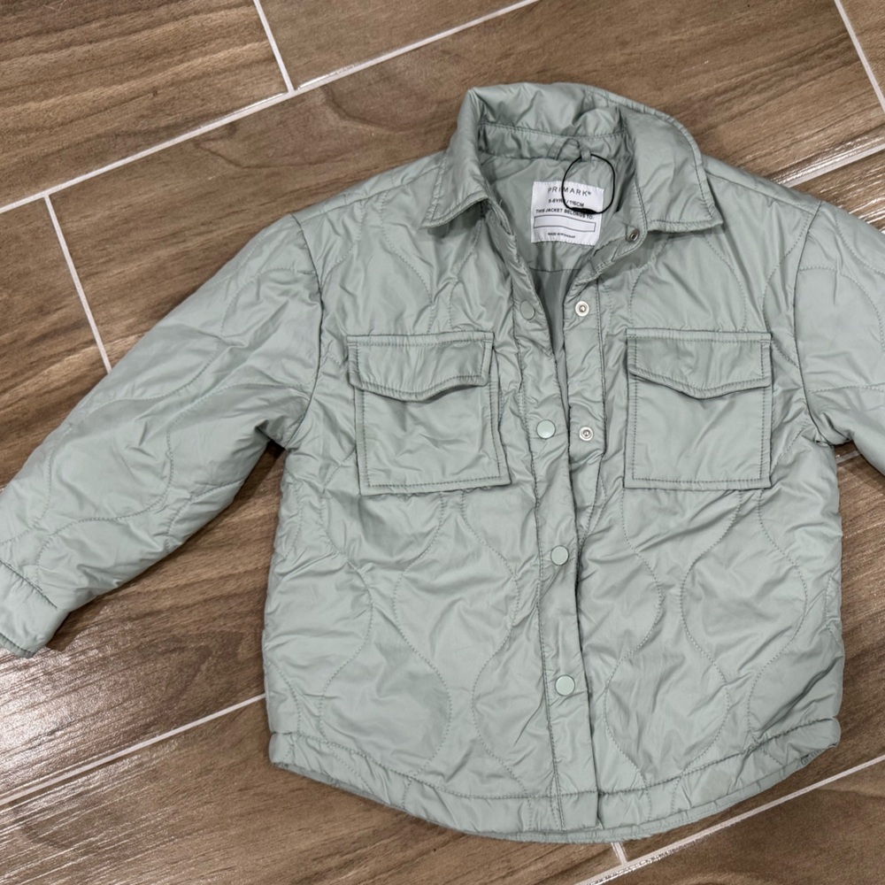 Primark Kids aqua blue Light Quilted Jacket size 5-6 boys or girls